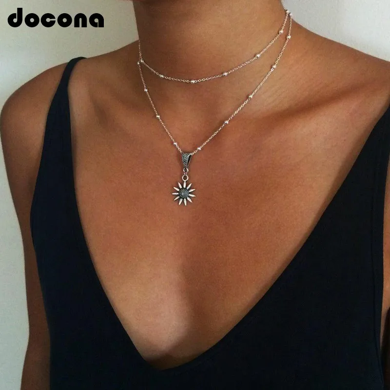 Docona Boho Sunflower Charm Necklaces Silver Beads Chain Multi Layered Necklace for Women Chokers Collar Statement Jewelry 2824
Docona Boho Sunflower Charm Necklaces Silver Beads Chain Multi Layered Necklace for Women Chokers Collar Statement Jewelry 2824