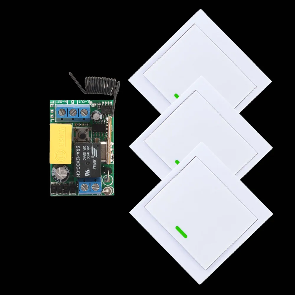 AC 220V 10A Relay Wireless Remote Control Switch 3PCS Wall Panel Remote Transmitter Hall Bedroom Ceiling Lights Wall Lamps
AC 220V 10A Relay Wireless Remote Control Switch 3PCS Wall Panel Remote Transmitter Hall Bedroom Ceiling Lights Wall Lamps