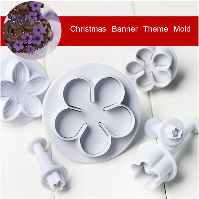4Pcs/Set Plum Flower Plunger Mould For Cake Fondant Cookies Cookie Cutter Fondant Tool Pressed Embossing Decorating Press Pastry
4Pcs/Set Plum Flower Plunger Mould For Cake Fondant Cookies Cookie Cutter Fondant Tool Pressed Embossing Decorating Press Pastry