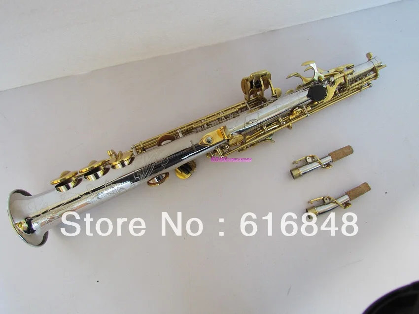 

New Professional Straight Pipe Soprano Saxophone B(B) Tune Nickel Plated Gold Key Customizable High Quality Sax Free Shipping