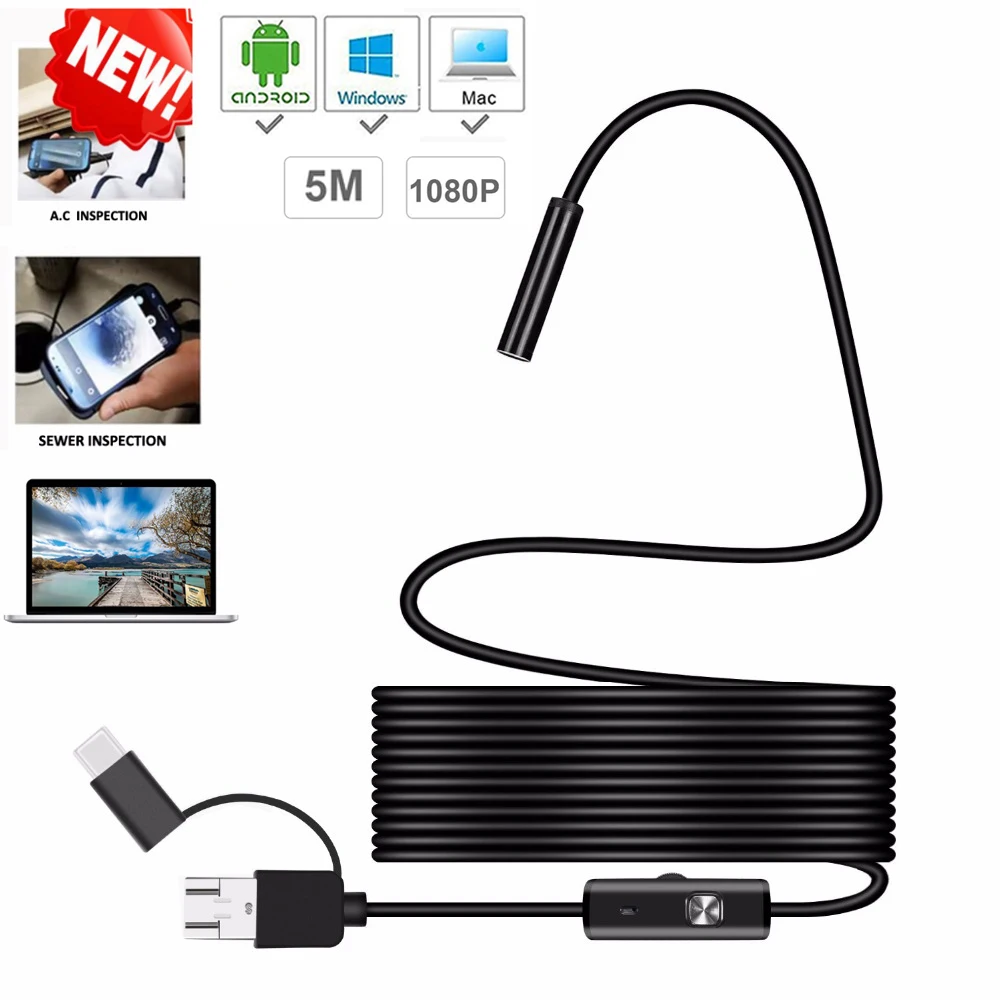 HD 1080P Android Endoscope Waterproof Led lighting Endoscope Camera Car Repair Pipe Inspection Camera 1m/2m/5m Hard Cable
HD 1080P Android Endoscope Waterproof Led lighting Endoscope Camera Car Repair Pipe Inspection Camera 1m/2m/5m Hard Cable