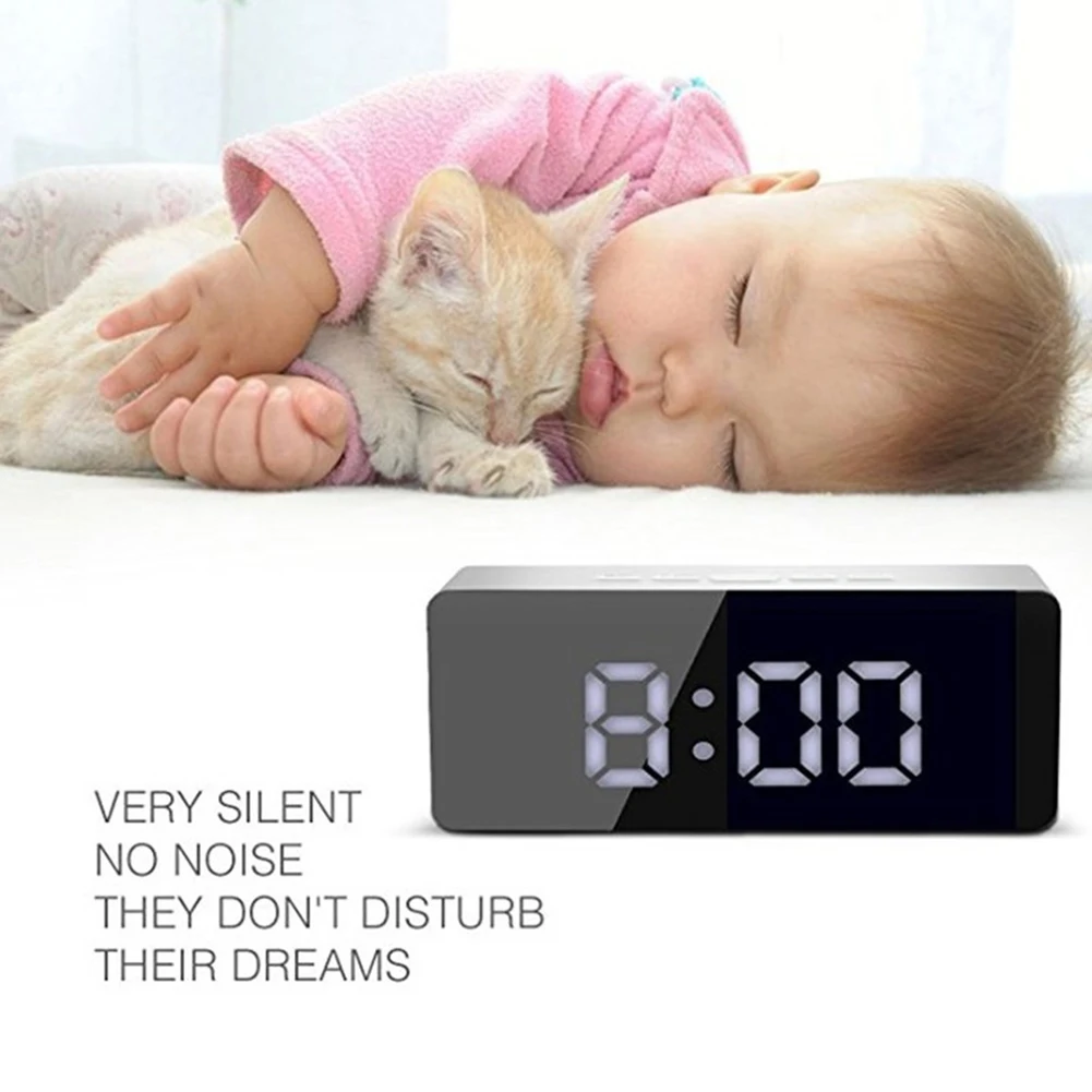 LED Mirror Alarm Clock Digital Snooze Table Clock Wake Up Light Electronic Large Time Temperature Display Home Decoration Clock
LED Mirror Alarm Clock Digital Snooze Table Clock Wake Up Light Electronic Large Time Temperature Display Home Decoration Clock