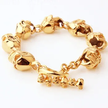 Vintage Personality Design Stainless Steel Gold Skull Link Chain Casting Bracelet Men's Boy's Cool Wristband Jewelry Xmas Gift
Vintage Personality Design Stainless Steel Gold Skull Link Chain Casting Bracelet Men's Boy's Cool Wristband Jewelry Xmas Gift