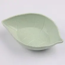 Mini Saus Bumbu Hidangan Serbaguna Ramah Lingkungan Jerami Gandum Daun Bentuk Mencelupkan Hidangan Piring untuk Cuka/Salad(China)