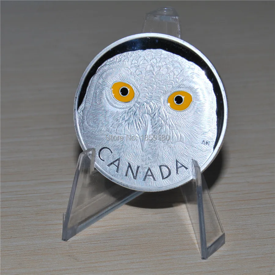 Image 50pcs lot Wildlife Silver Clad Plated Replica Coins, Canadian 2014 $250 Dollar Eyes of Snowy Owl