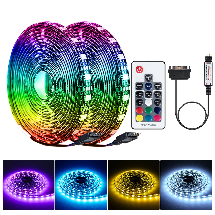 EeeToo RGB LED Strip 5050 Waterproof SATA Interface LED Strip Light 60LEDs/m Diode Tape RF Wireless Controller for PC Computer
EeeToo RGB LED Strip 5050 Waterproof SATA Interface LED Strip Light 60LEDs/m Diode Tape RF Wireless Controller for PC Computer