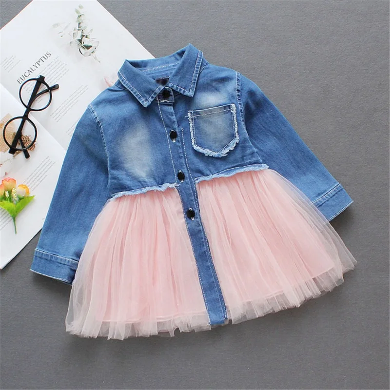 Spring And Autumn Baby Girls Dress Kids Patchwork Design Long Sleeve Casual Denim Mesh Sundress Outfits Pink Mesh Ball Gown
Spring And Autumn Baby Girls Dress Kids Patchwork Design Long Sleeve Casual Denim Mesh Sundress Outfits Pink Mesh Ball Gown