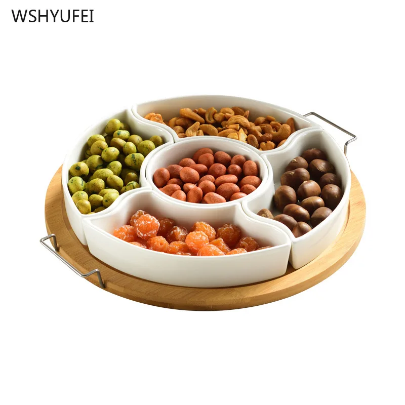 Direct sales living room snack dish Japanese style South wooden tray ceramic creative five fruit platter New Year fruit plate
Direct sales living room snack dish Japanese style South wooden tray ceramic creative five fruit platter New Year fruit plate