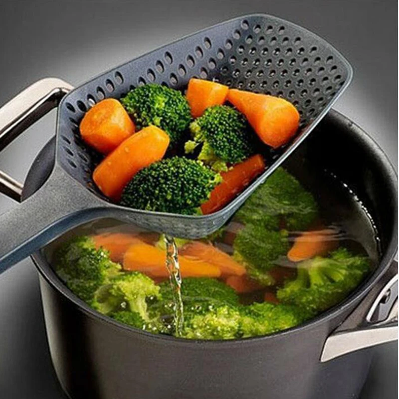 

New Kitchen Gadgets Nylon Strainer Scoop Colander Drain Veggies Water Scoop Gadget Cooking Tools Ice Shovel Spoon Filter