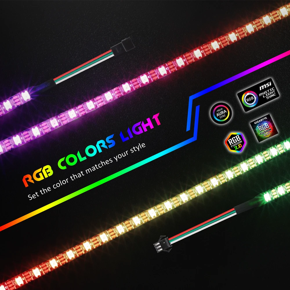 Dream Color WS2812b LED Strip for PC, for ASUS Aura SYNC,MSI Mystic Light SYNC,GIGABYTE RGB Fusion 5V 3Pin Header on Motherboard
Dream Color WS2812b LED Strip for PC, for ASUS Aura SYNC,MSI Mystic Light SYNC,GIGABYTE RGB Fusion 5V 3Pin Header on Motherboard