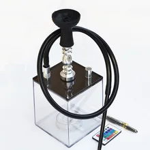 Nouveau Design narguilé acrylique chicha sertie de lumière LED Shisha tuyau pinces à charbon narguilé bol narguilé Cachimba(China)