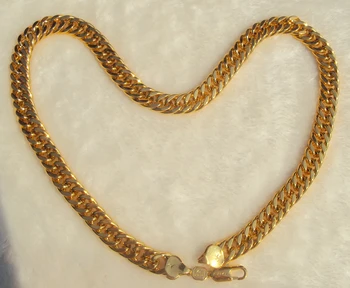 

NEW HIP HOP SOLID 100% REAL YELLOW GOLD GF 11MM MIAMI CUBAN LINK CHAIN NECKLACE 24IN 7 days no reason to refund