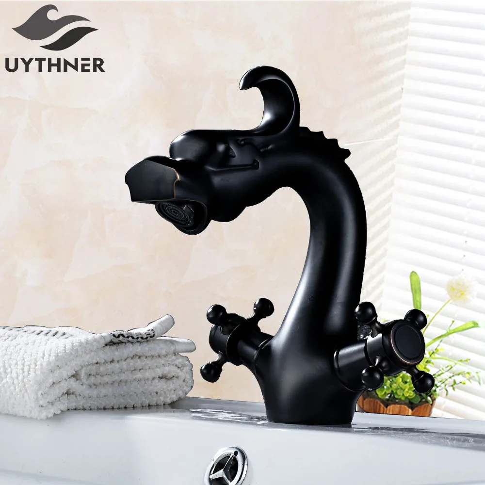 

Uythner Buy One Get One Small & Exquisite Dragon Spout with Two Handle Mixer Tap Oil Rubbed Bronze Finish