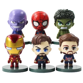 6pcs/lot 6cm Avengers Infinity War Doctor Strange Thanos Iron Man Spiderman Captain American Hulk Q version PVC Figure Model Toy
6pcs/lot 6cm Avengers Infinity War Doctor Strange Thanos Iron Man Spiderman Captain American Hulk Q version PVC Figure Model Toy