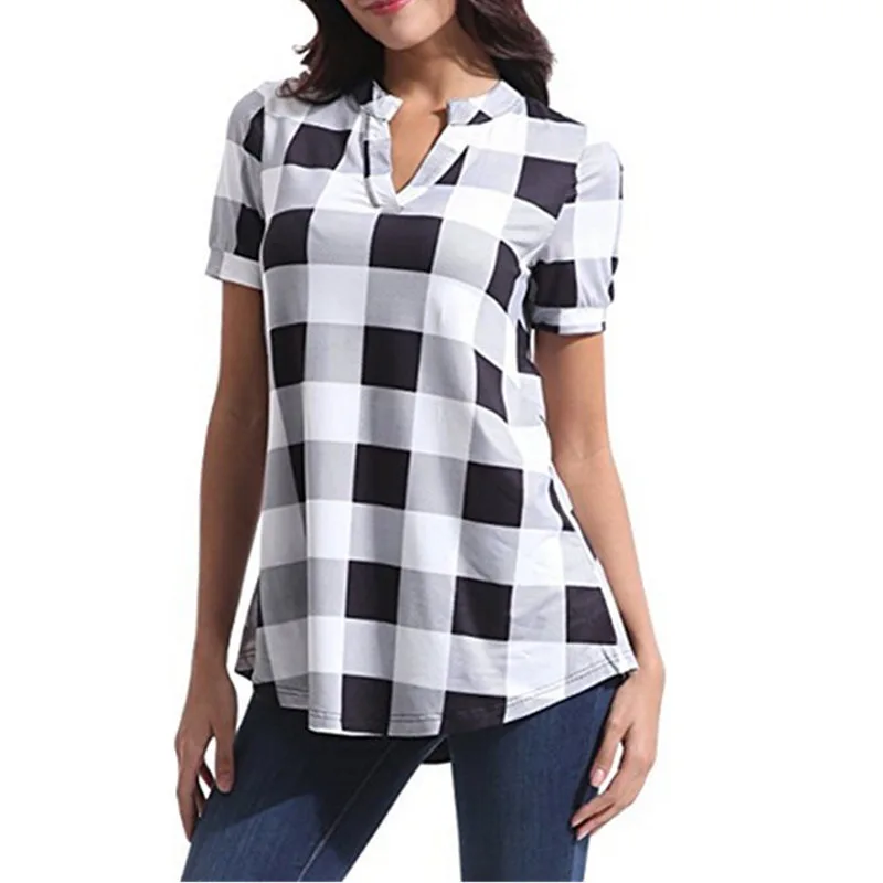 chic women blouse costume female ladies new womens plaid printed sexy v-neck short sleeve top shirt top
chic women blouse costume female ladies new womens plaid printed sexy v-neck short sleeve top shirt top