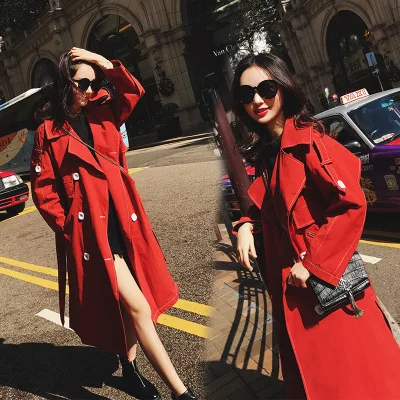 Red long trench coat for women casual double breasted maxi long trench coat ladies spring autumn OL office work trench coat 2018
Red long trench coat for women casual double breasted maxi long trench coat ladies spring autumn OL office work trench coat 2018