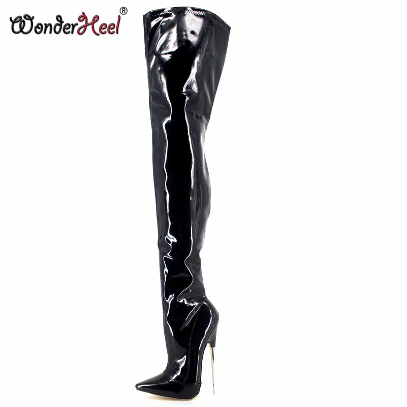 Wonderheel New extreme high heel appr.18cm/7'' heel pointed toe sexy patent leather stiletto metal heel sexy fetish Crotch boots
Wonderheel New extreme high heel appr.18cm/7'' heel pointed toe sexy patent leather stiletto metal heel sexy fetish Crotch boots