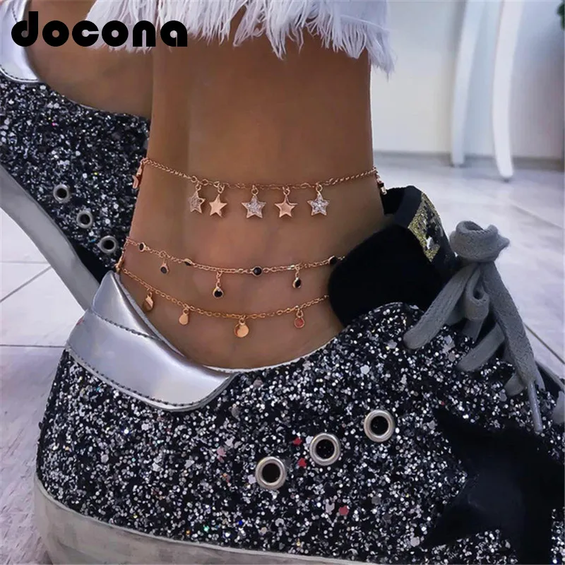 docona Gold Color Crystal Star Black Beads Anklets for Women Metal Chain Layered Anklet Bracelet Boho Foot Jewelry Pulseras 3996
docona Gold Color Crystal Star Black Beads Anklets for Women Metal Chain Layered Anklet Bracelet Boho Foot Jewelry Pulseras 3996