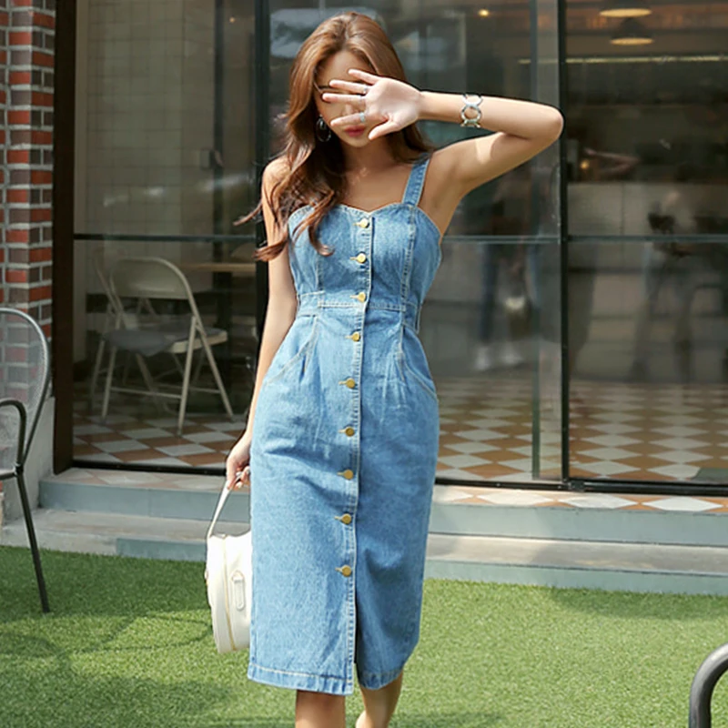2018 Sexy Sleeveless Backless Bow Tie Strap Jeans Dress Women Single-Breasted Suspender Denim Sundress Overall Dress
2018 Sexy Sleeveless Backless Bow Tie Strap Jeans Dress Women Single-Breasted Suspender Denim Sundress Overall Dress