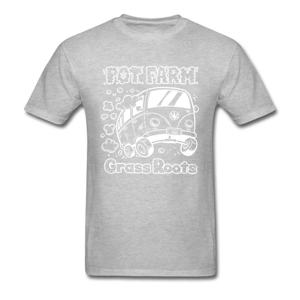 Birthday Top T-shirts Cheap Short Sleeve Summer Pure Cotton Round Neck Men Tees Normal Tee-Shirt Summer Autumn Pot Farm Grass Roots Van White grey