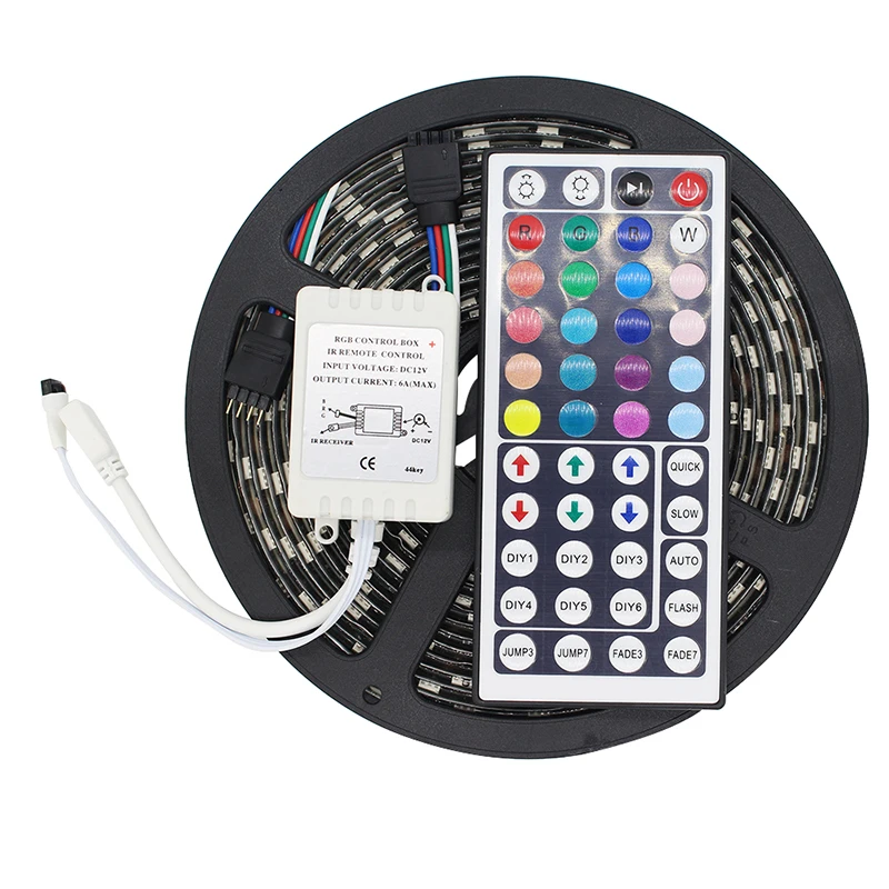 5050 Black PCB RGB LED Strip DC12V IP65 Waterproof 60LED/m 5m/lot Flexible LED tape Light + 44 Key remote Controller
5050 Black PCB RGB LED Strip DC12V IP65 Waterproof 60LED/m 5m/lot Flexible LED tape Light + 44 Key remote Controller
