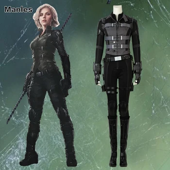 

Black Widow Natasha Romanoff Cosplay Avengers 3 Infinity War Costume Heroine Black Outfit Halloween Carnival Boots Custom Made