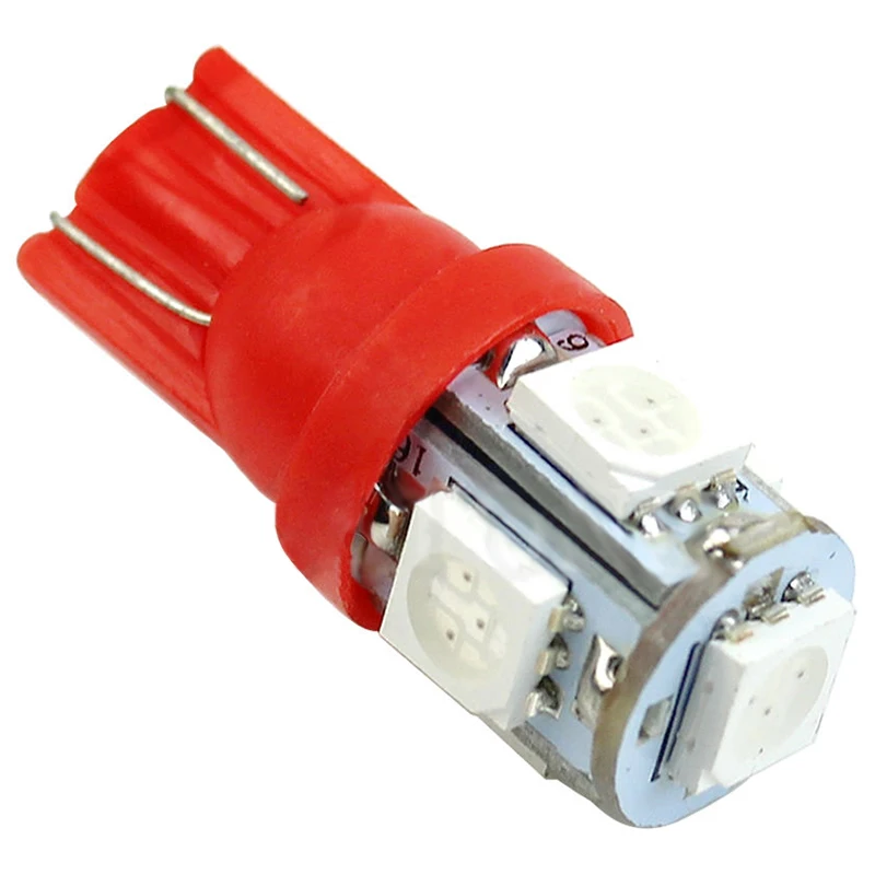 JX-LCLYL 10pcs T10 194 168 W5W 5050 5LED Car Wedge Width Tail Light Lamp Bulb Red