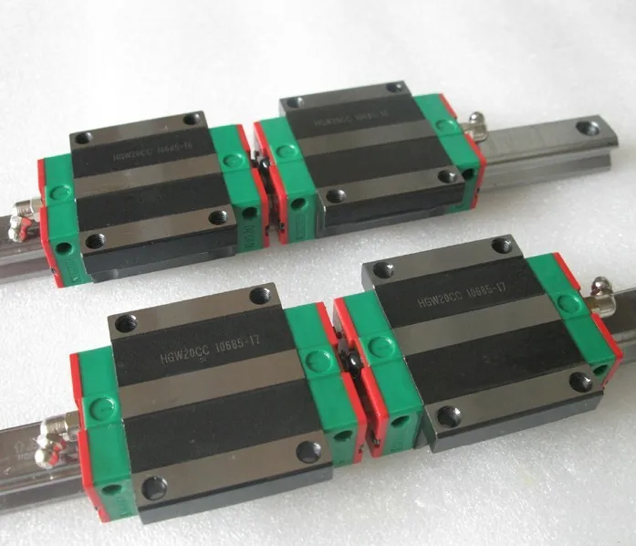 2pcs 100% brand new Hiwin linear rail HGR20 L1000mm+4pcs HGW20CA flanged block for cnc