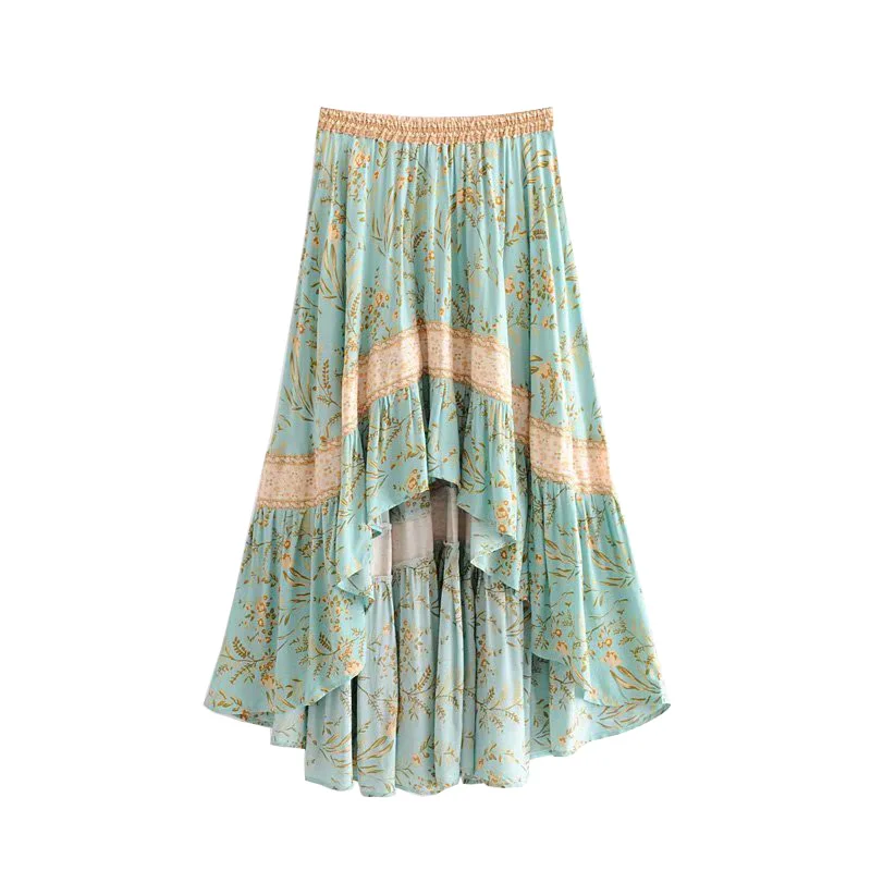 GYPSY Boho Chic Vintage Floral Print Pleated Asymmetrical Skirt Women Fashion Elastic Waist Beach Long Skirts Faldas Mujer
GYPSY Boho Chic Vintage Floral Print Pleated Asymmetrical Skirt Women Fashion Elastic Waist Beach Long Skirts Faldas Mujer