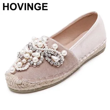 HOVINGE spring women loafers cane hemp straw fisherman flat heel shoes rhinestone faux pearl espadrilles woman velvet flats
HOVINGE spring women loafers cane hemp straw fisherman flat heel shoes rhinestone faux pearl espadrilles woman velvet flats