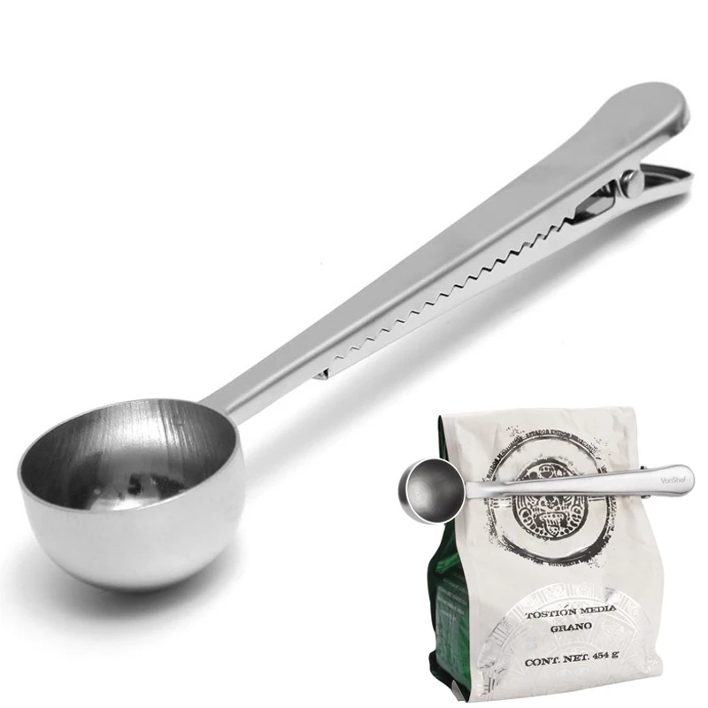 1Pc Stainless Steel Silver Measuring Scoop Spoon With Bag Seal Clip for Ground Coffee Tea Sugar Professional Kitchen Bar Tool
1Pc Stainless Steel Silver Measuring Scoop Spoon With Bag Seal Clip for Ground Coffee Tea Sugar Professional Kitchen Bar Tool