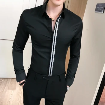 Black White Contrast Stripe Shirt Male Mens Office Shirts Long Sleeve Camisa Homem 2019 Blouse Homme Popular Mens Business Shirt
Black White Contrast Stripe Shirt Male Mens Office Shirts Long Sleeve Camisa Homem 2019 Blouse Homme Popular Mens Business Shirt