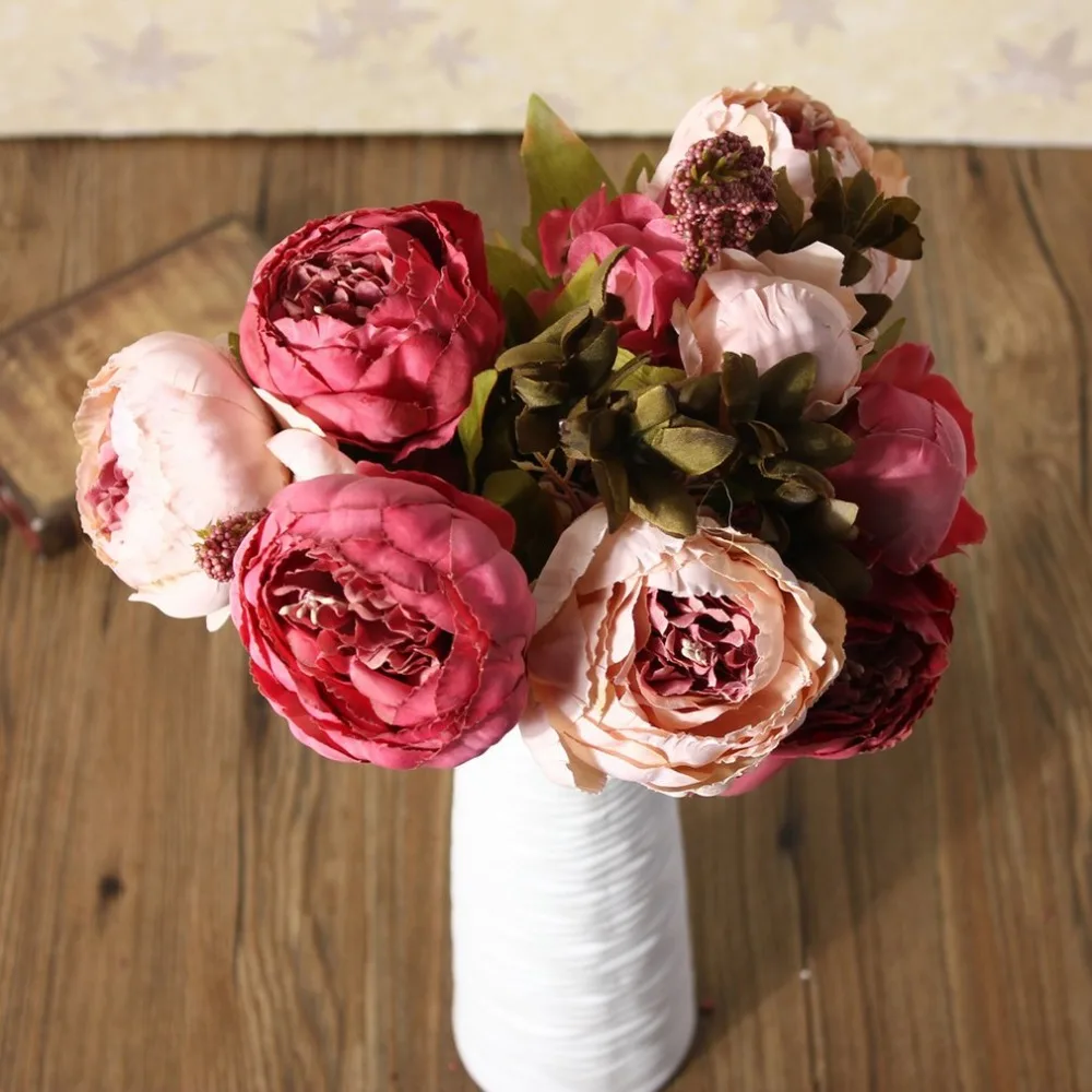 1 lot Silk Fake flower Wedding Party Home Decoration European Fall Vivid Peony Leaf Artificial Flowers
1 lot Silk Fake flower Wedding Party Home Decoration European Fall Vivid Peony Leaf Artificial Flowers