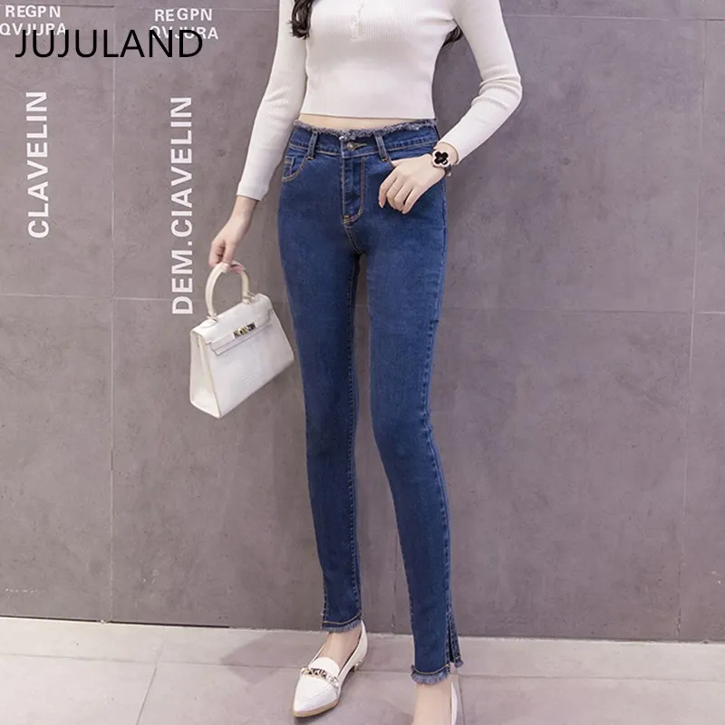 JUJULAND 2018 New Slim Stretch High Waist Skinny Jeans Female Scratch Worn Feet Vintage Pencil Pants Women Jeans Plus Size
JUJULAND 2018 New Slim Stretch High Waist Skinny Jeans Female Scratch Worn Feet Vintage Pencil Pants Women Jeans Plus Size