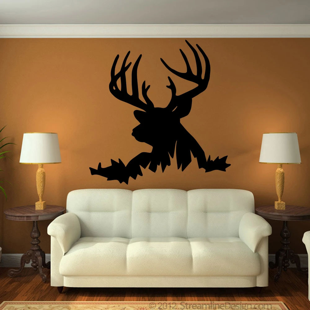 Cartoon Deer Hear Wall Sticker Office Living Room Large Buck Fawn Animal Head Wall Decal Nursery Kids Room Vinyl Home Decor