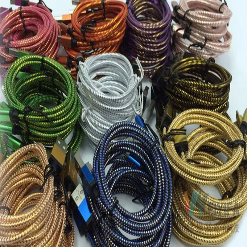 100pcs 3M 10FT Aluminum alloy Fabric nylon braided Micro USB charger Cable Cord For Samsung Galaxy s6 S7 edge s4 s3 for HTC | Электроника