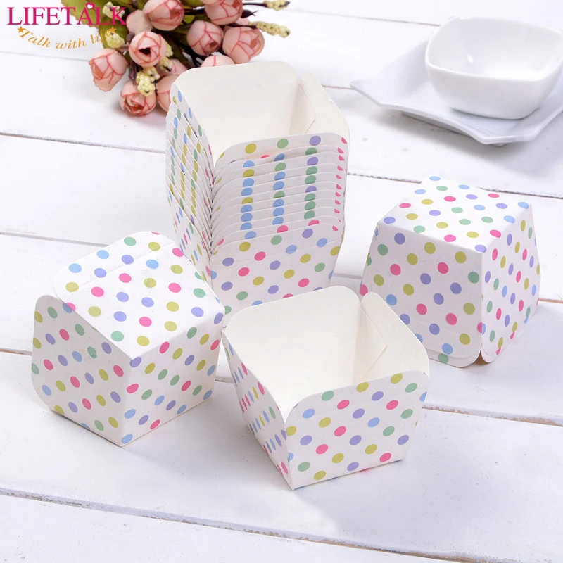 100pcs Colorful Polka Dots Square Cake Muffin Chocolate Cupcake Liners Baking Tools Cake Paper Muffin Cases Cake box
100pcs Colorful Polka Dots Square Cake Muffin Chocolate Cupcake Liners Baking Tools Cake Paper Muffin Cases Cake box