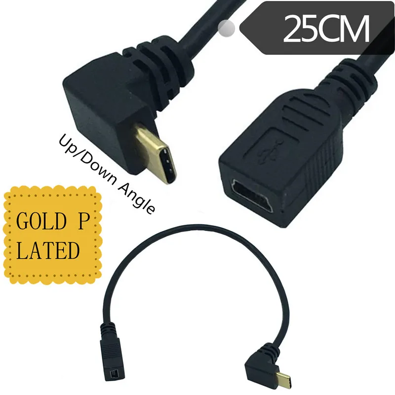 Up Down Angle 90 Degree USB-C Charging Cable Duttek USB 3.1 Type C Male to Mini USB (Mini B) Female Converter Cable Cord
Up Down Angle 90 Degree USB-C Charging Cable Duttek USB 3.1 Type C Male to Mini USB (Mini B) Female Converter Cable Cord