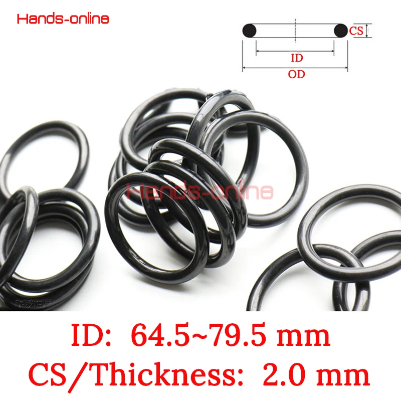 

10pcs NBR ID 64.5 65 66 66.5 67 68 69 70 70.5 71 72 73 74 74.5 75 76 77 78 79 79.5 mm x 2mm section Rubber Oring Mechanical Seal