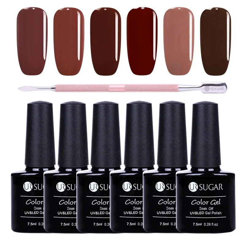 UR SUGAR 2Pcs/set 7.5ml Coffee Chocolate Series Nail Gel Polish Set Soak Off UV Gel Varnish With Rose Gold Cutitle Pusher
UR SUGAR 2Pcs/set 7.5ml Coffee Chocolate Series Nail Gel Polish Set Soak Off UV Gel Varnish With Rose Gold Cutitle Pusher