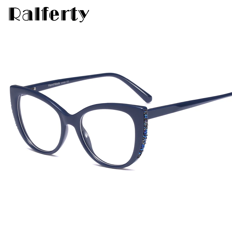 

Ralferty Luxury Cat Eye Glasses Frame Women Eyeglass Retro Blue Myopia Optic Frames Prescription Spectacles No Degree F95141
