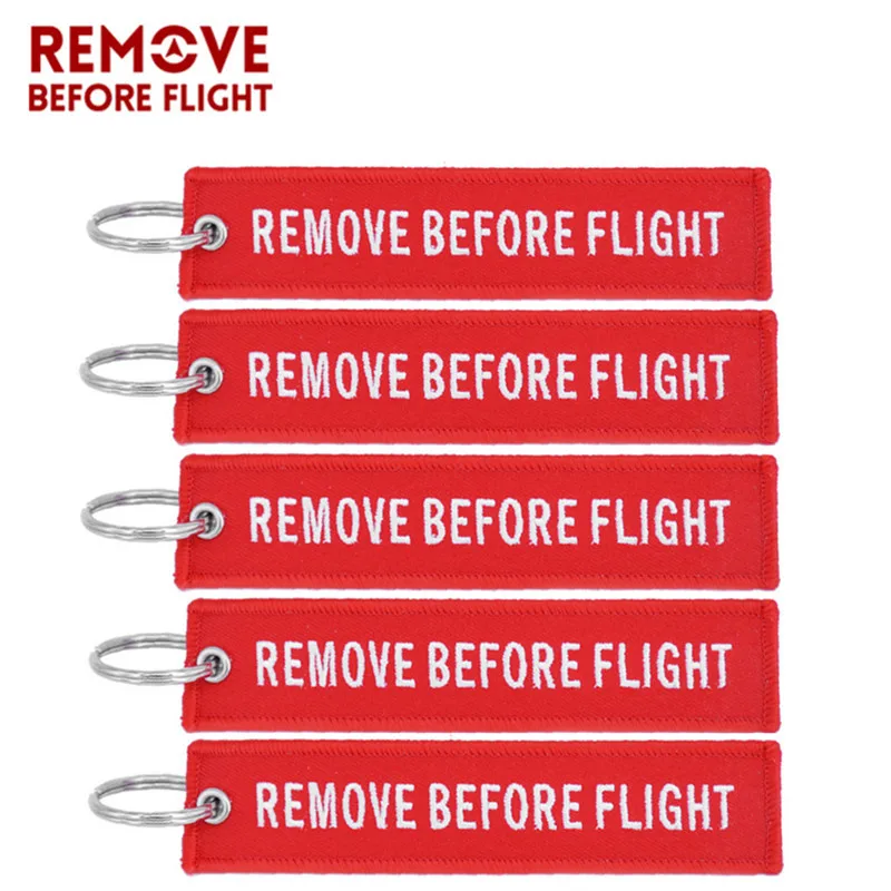 Фото Remove Before Flight Key Chain Embroidery Keychain for Aviation Gifts Red Fob Motorcycle Car Ring Chaveiro 5PCS/LOT | Автомобили и