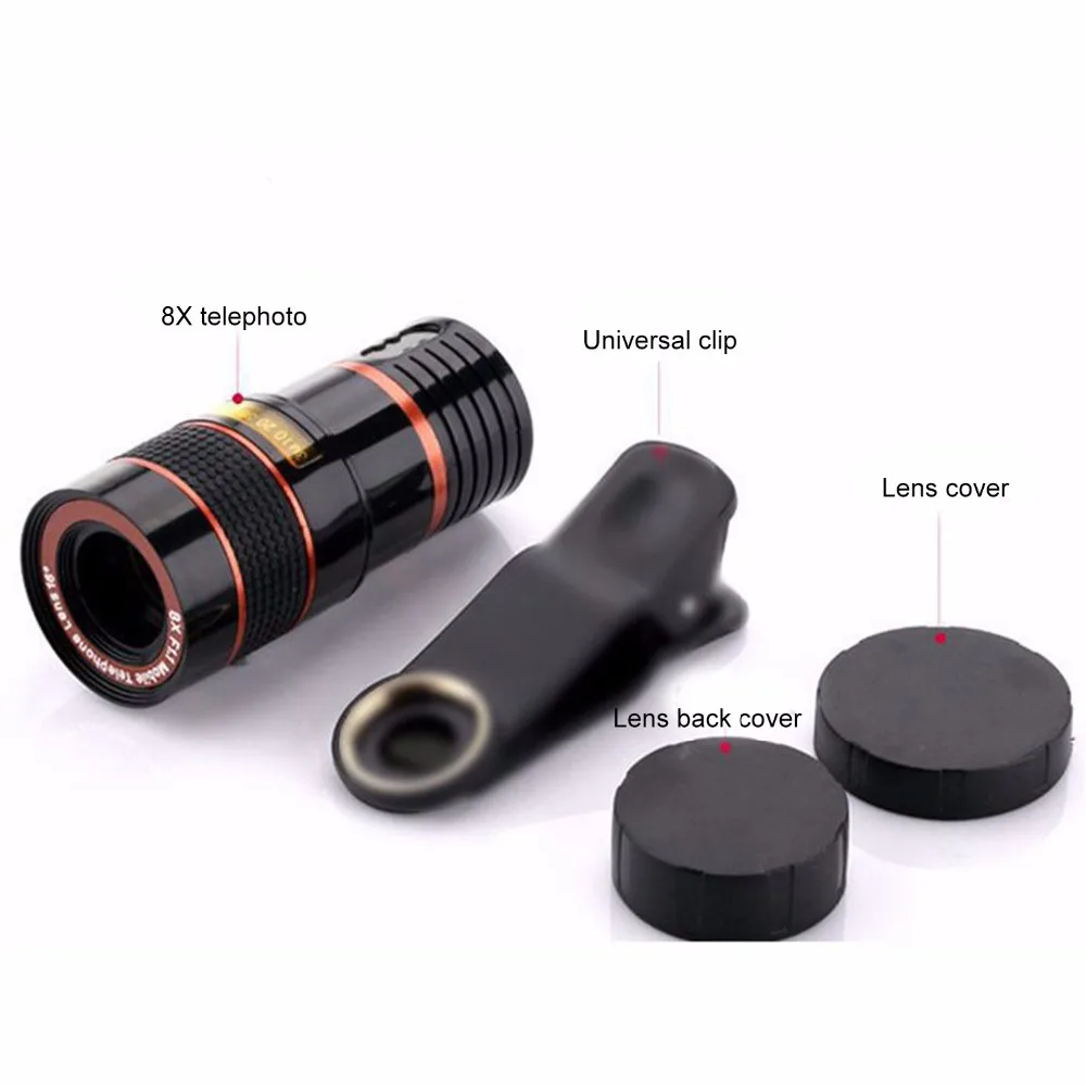 Universal Clip 8X Zoom Mobile Phone Lens Telephoto External Smartphone Camera Lens for iPhone Huawei xiaomi 8x Mobile Phone Lens
Universal Clip 8X Zoom Mobile Phone Lens Telephoto External Smartphone Camera Lens for iPhone Huawei xiaomi 8x Mobile Phone Lens