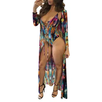 Women Sexy New Colorful Print Bikini One-Piece Long-sleeved Beach Blouse Swimsuit Summer Beach Cover Up Two-piece
Women Sexy New Colorful Print Bikini One-Piece Long-sleeved Beach Blouse Swimsuit Summer Beach Cover Up Two-piece