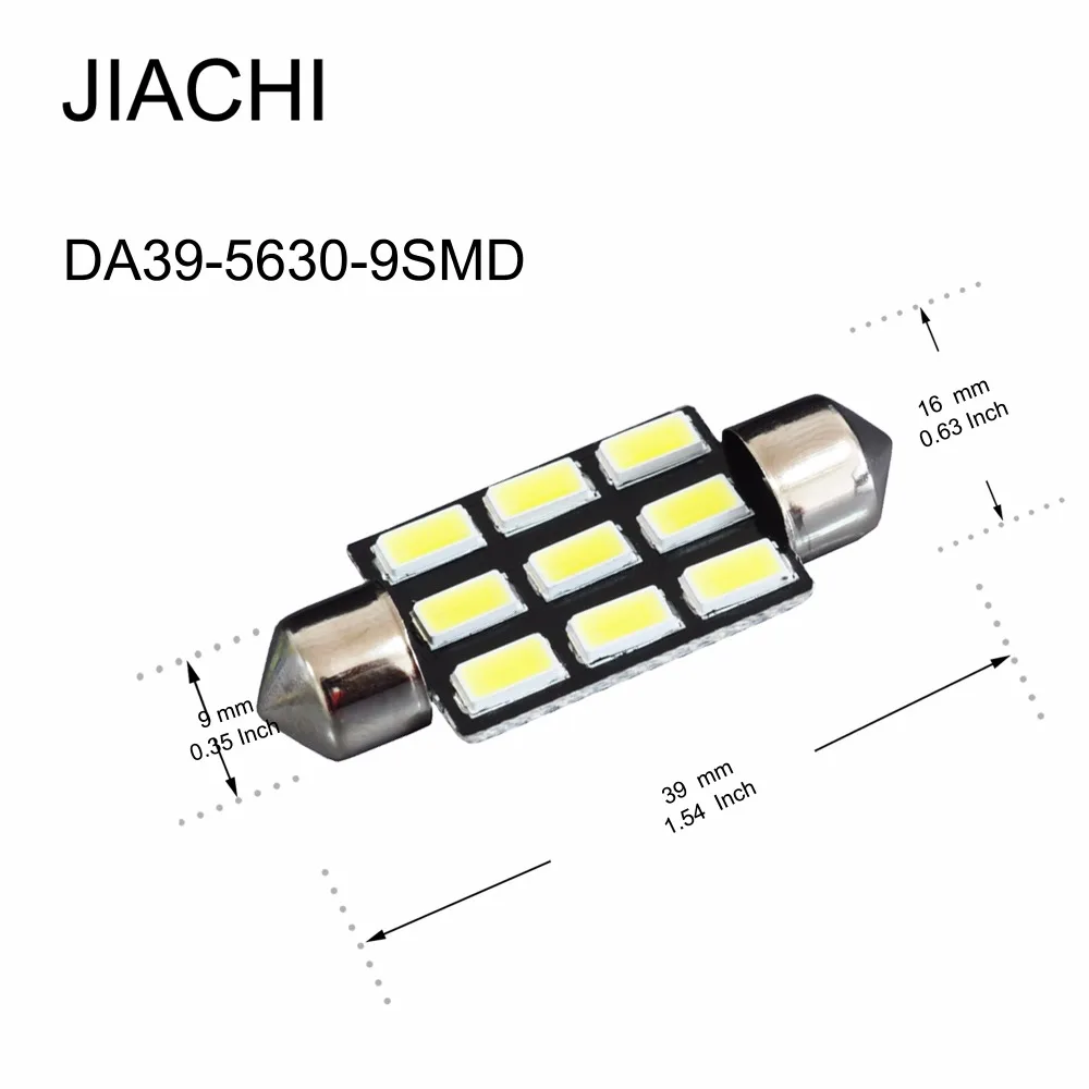 JIACHI оптовая продажа с фабрики 100 шт./лот Светодиодная лампа C10W C5W гирлянда 39 мм лампа 5630 чип 9SMD Автомобильный интерьер автомобиля Карта Купол свет 12 В
JIACHI оптовая продажа с фабрики 100 шт./лот Светодиодная лампа C10W C5W гирлянда 39 мм лампа 5630 чип 9SMD Автомобильный интерьер автомобиля Карта Купол свет 12 В