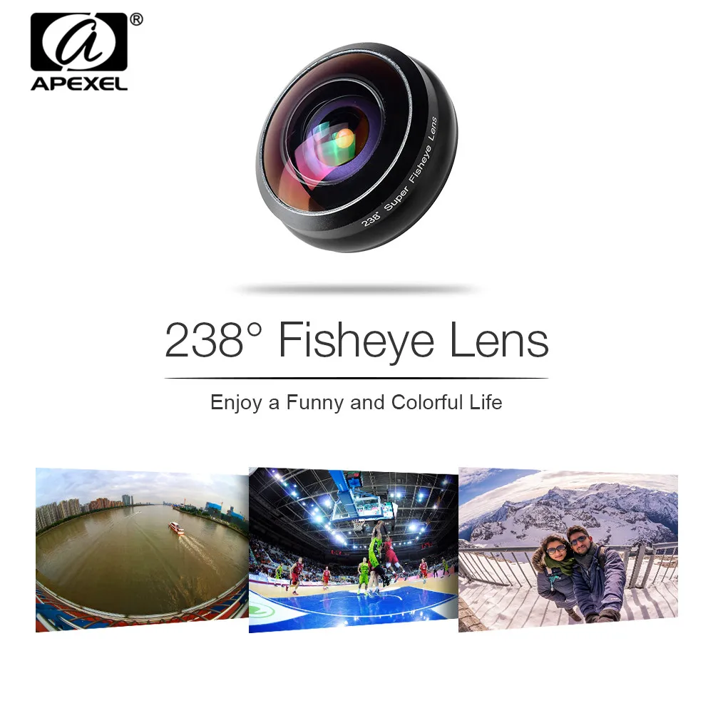 APEXEL Professional 238 Degree Super Fisheye Phone Lens 0.2X Full Frame Wide Angle With Specific Lens case For iPhone X XS P
APEXEL Professional 238 Degree Super Fisheye Phone Lens 0.2X Full Frame Wide Angle With Specific Lens case For iPhone X XS P
