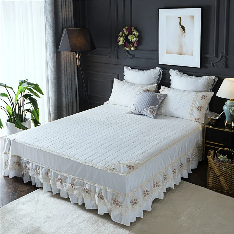 3Pcs Princess Korean Lace Embroidered Royal Bed Skirt King Queen Full Twin Size Ruffle Bedspread Pillowcase Free Shipping MR
3Pcs Princess Korean Lace Embroidered Royal Bed Skirt King Queen Full Twin Size Ruffle Bedspread Pillowcase Free Shipping MR