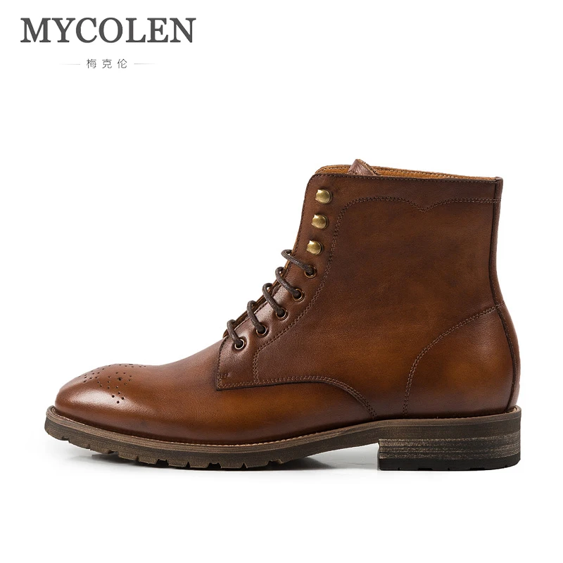 

MYCOLEN Brand New Spring Winter Men Boots Fashion Men Lace-Up Bullock Shoes Male Comfortable Footwear Rome Retro Bottes Homme