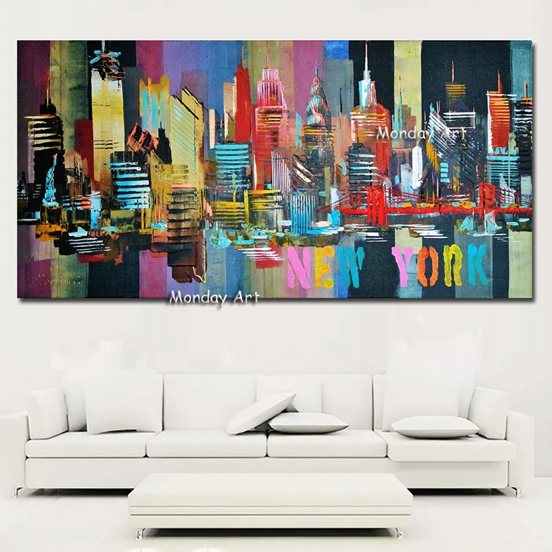 SELFLESSLY-New-York-City-Abstract-Painting-Canvas-Poster-Print-For-Living-Room-Wall-Art-Colorful-City