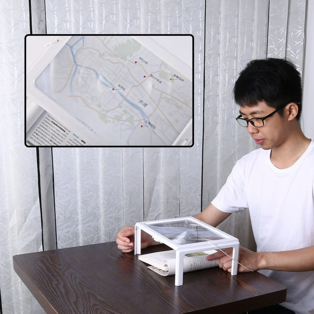 2018 HOT Ultra-thin A4 3X Full Page Large PVC Magnifier Giant Desk Foldable Magnifying Glass with 4 LED Light for Reading Sewing
2018 HOT Ultra-thin A4 3X Full Page Large PVC Magnifier Giant Desk Foldable Magnifying Glass with 4 LED Light for Reading Sewing
